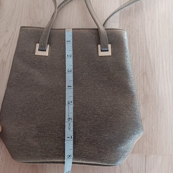 Silvery Dark Grey Shoulder Bag 8" x 7" Zipper Pocket Double Straps 11" Drop - Picture 3 of 12